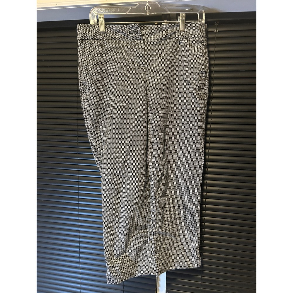 Dalia Dress Pants Womens 4 Black White Geometric Cropped Trousers Career Casual